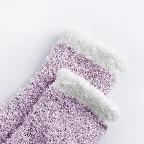 Non-slip socks - Coral fleece socks - with grip - lint-free - suitable for ladies - 4 pairs - gift