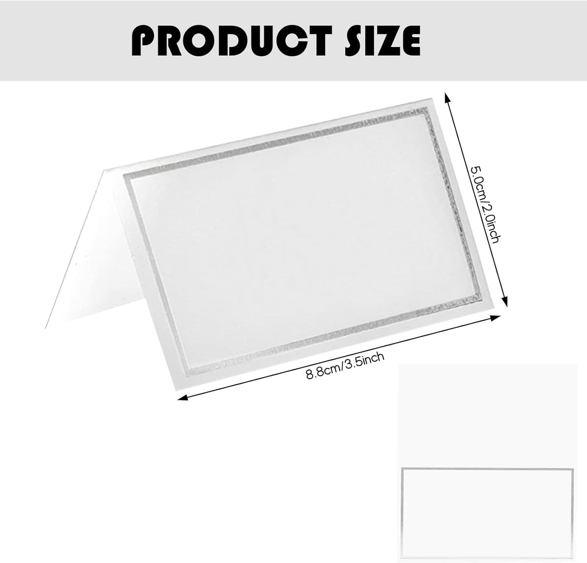 50 silver-edged table decorations reception seating place cards - rectangular plate cards for wedding dinner