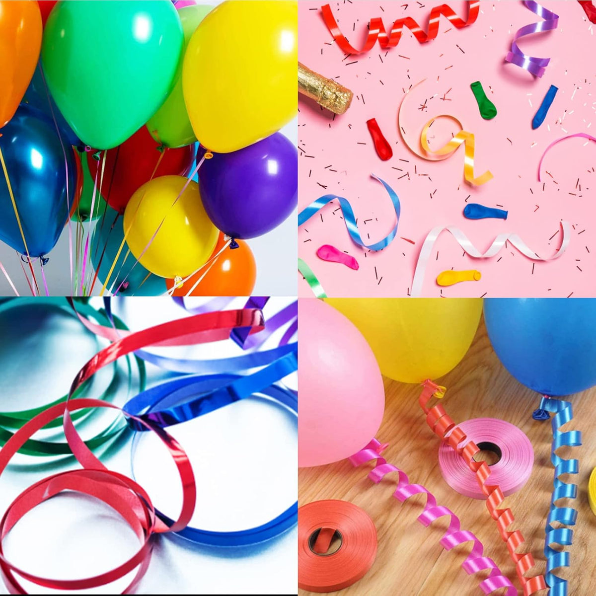 Set of 5mm wide curly ribbon, 12 rolls of balloon curly ribbon, 12 colours curly balloon string, wrapping paper, ribbon, string, party ribbon, wedding, DIY, holiday crafts (10m/roll)