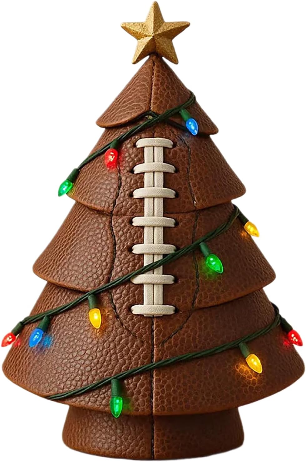 Christmas tree decoration with football theme - Fun football decoration - Mixed set of Christmas tree decorations with gold stars - Christmas decoration for the desk - Perfect for indoor office use - Sports fans - Christmas tree decoration (brown)