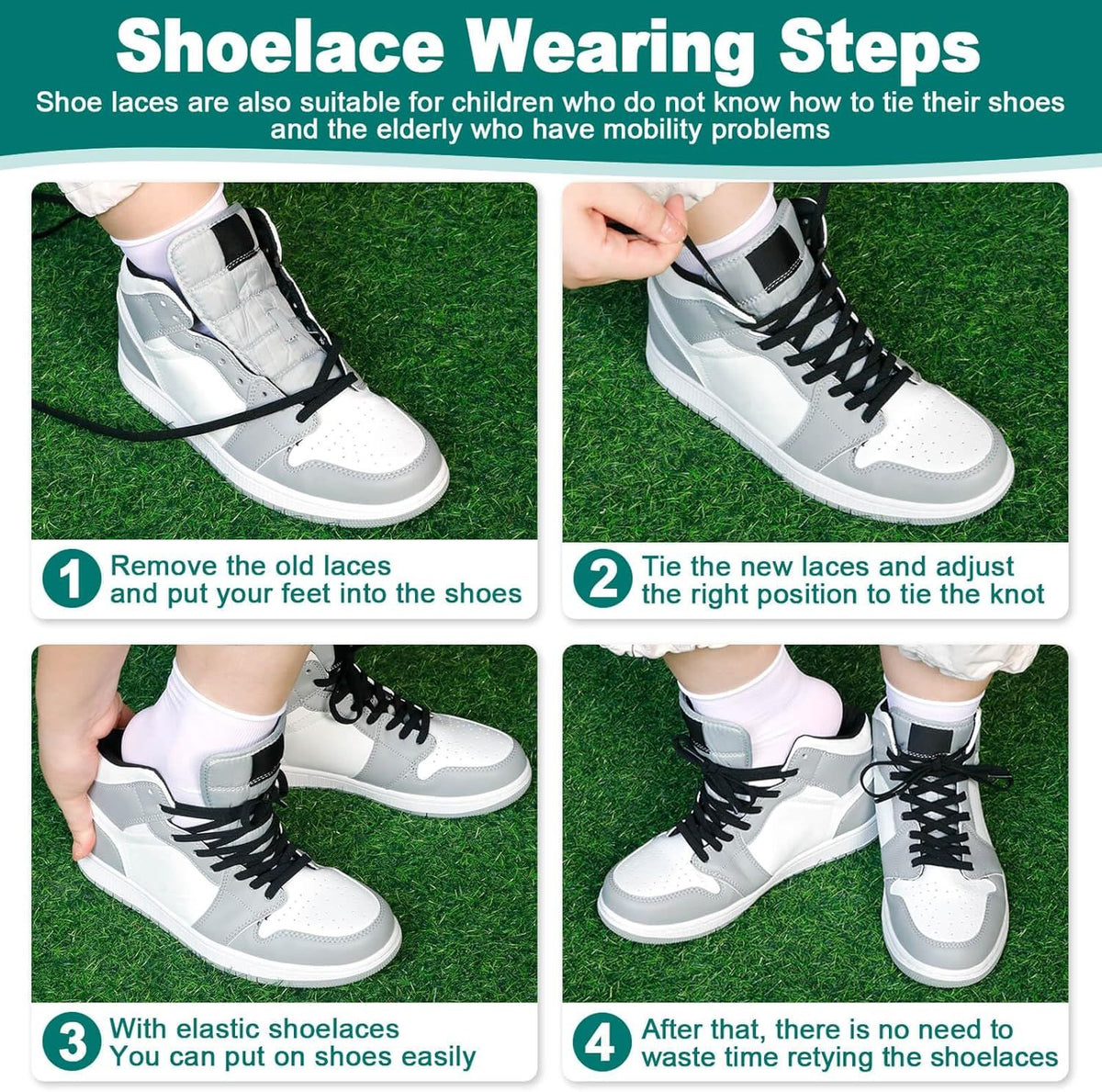 lat Elastic Shoe Laces: Stretch Shoelaces or Sneakers 2 Pair