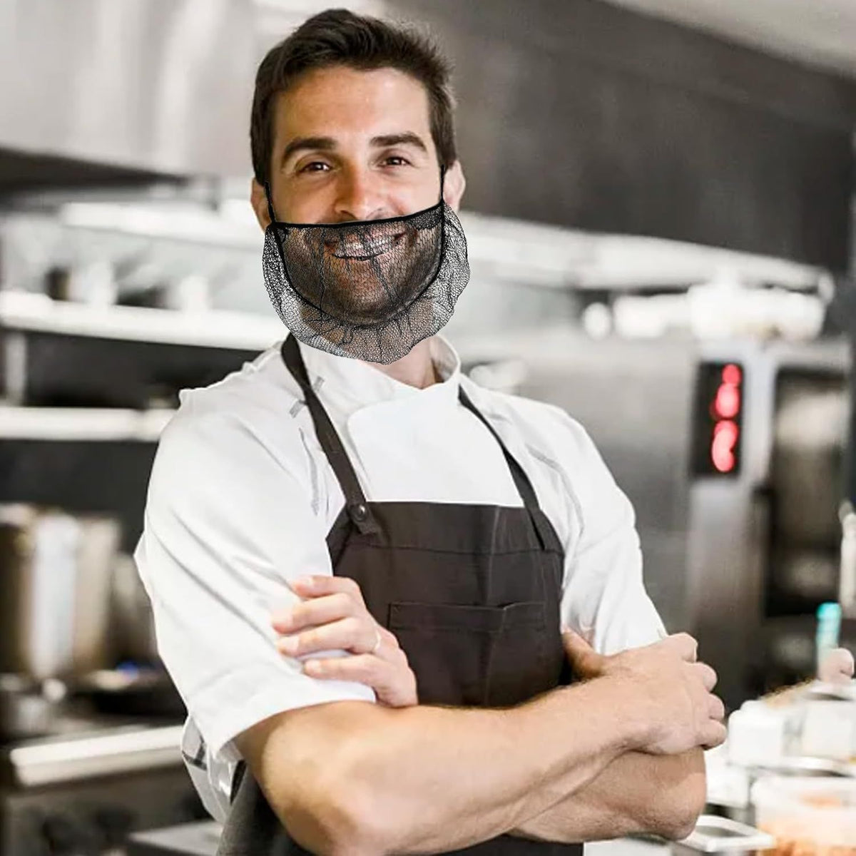 100 pcs Elastic Black Comortable Protective Beard Covers 18" Disposable Nylon Breathable Beard Net or Men