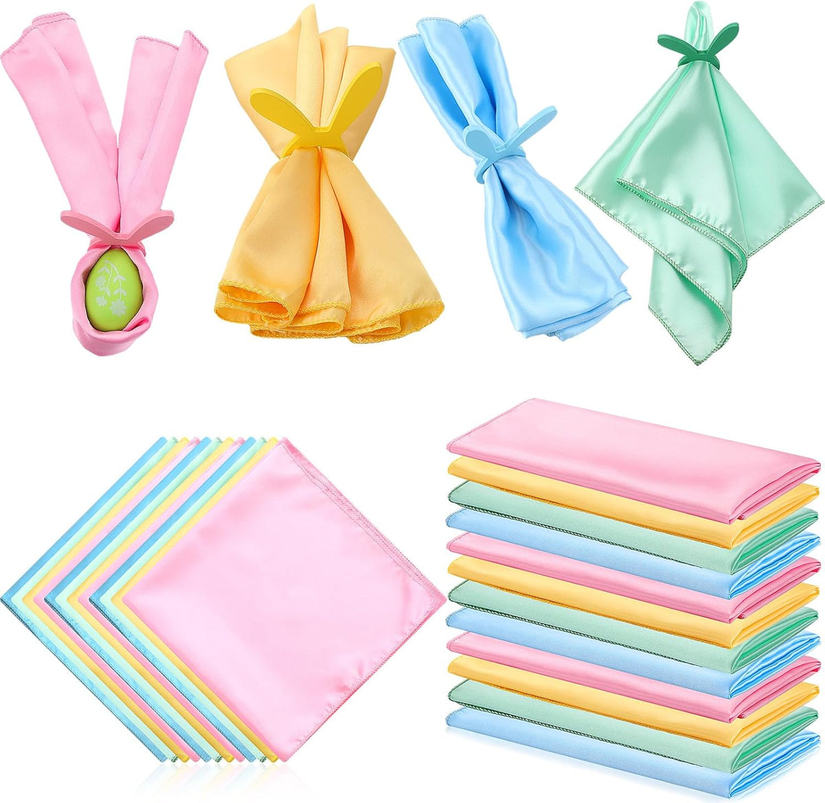24 Pcs Easter Cloth Napkins Washable Reusable Polyester Fabric Autumn Orange Napkins Cloth for Easter Fall Wedding Table Decorations Dinner Party Cocktail(Cute Colors,18 x 18 Inch)