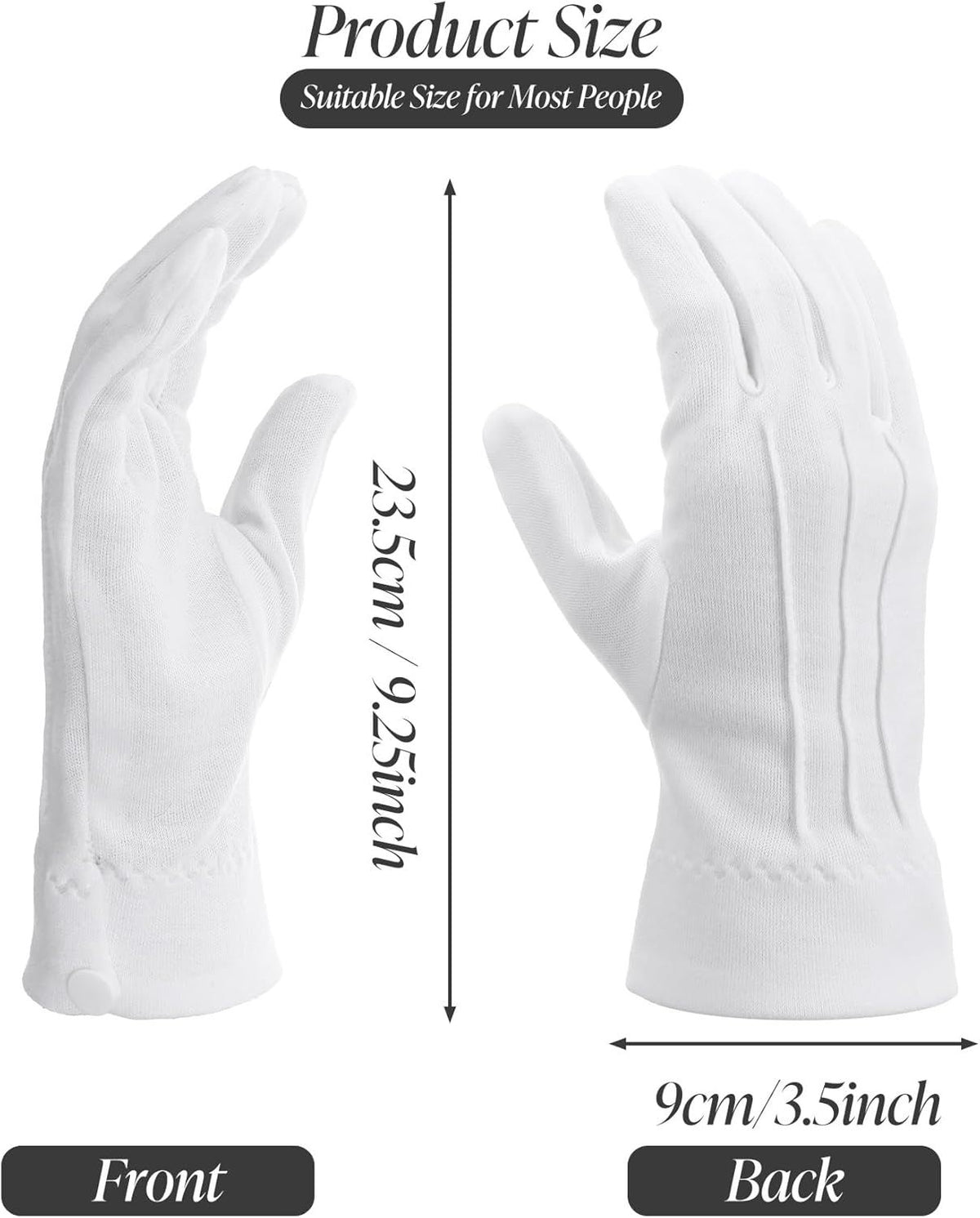 2 Pair White Gloves Men, White Cotton Gloves Santa Butler Marching Band Costume for Men, Perfect for Magician Parties, Christmas Costume, and Butler Band Dress-Up, 4Pcs