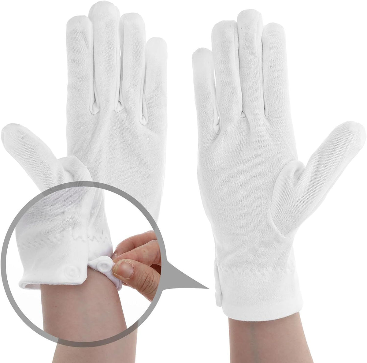 2 Pair White Gloves Men, White Cotton Gloves Santa Butler Marching Band Costume for Men, Perfect for Magician Parties, Christmas Costume, and Butler Band Dress-Up, 4Pcs