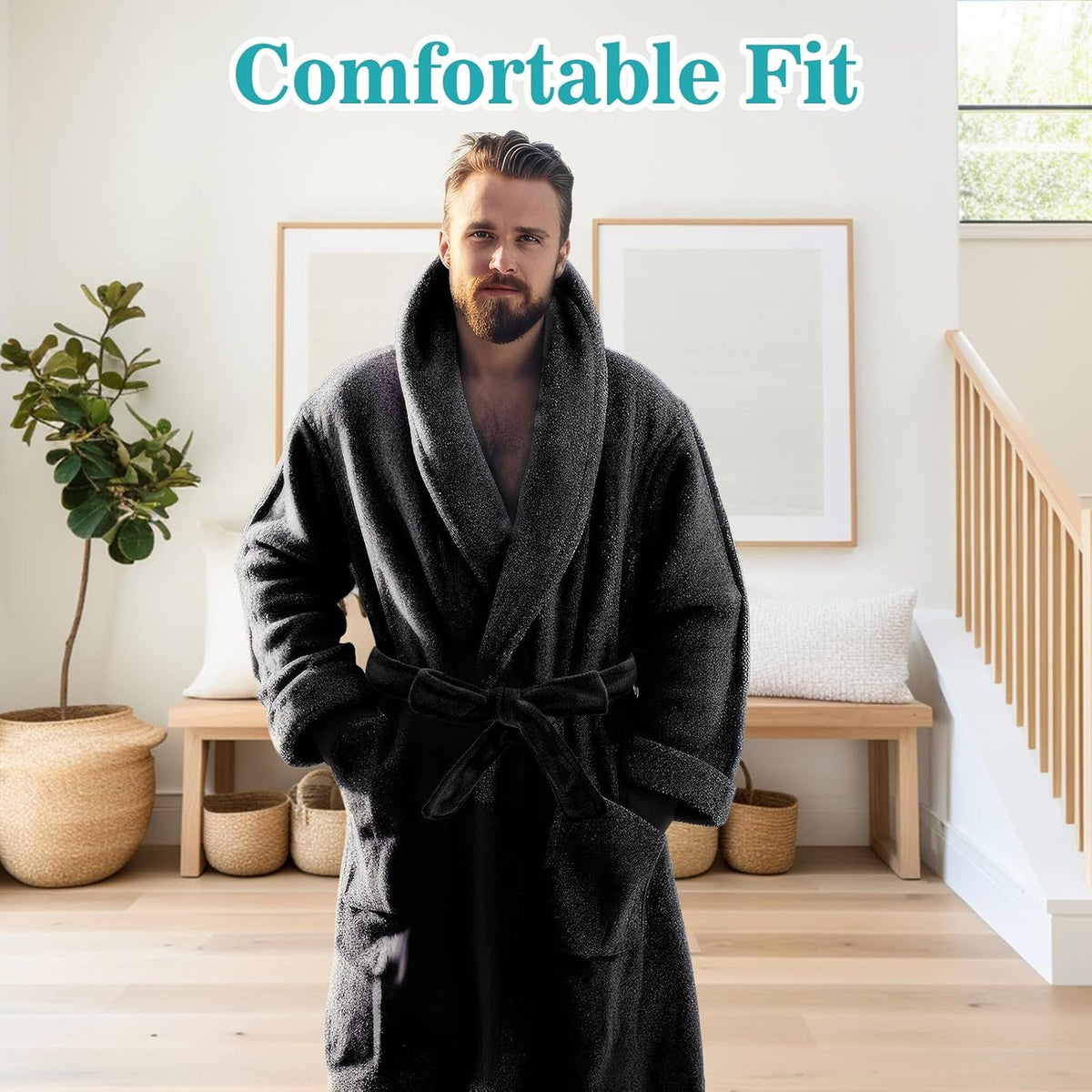 Robe Belt, Reusable Robe Tie, Soft Adjustable Design & Machine Washable for Bathrobe, Hotel & Home Use, (Black, 66.9")