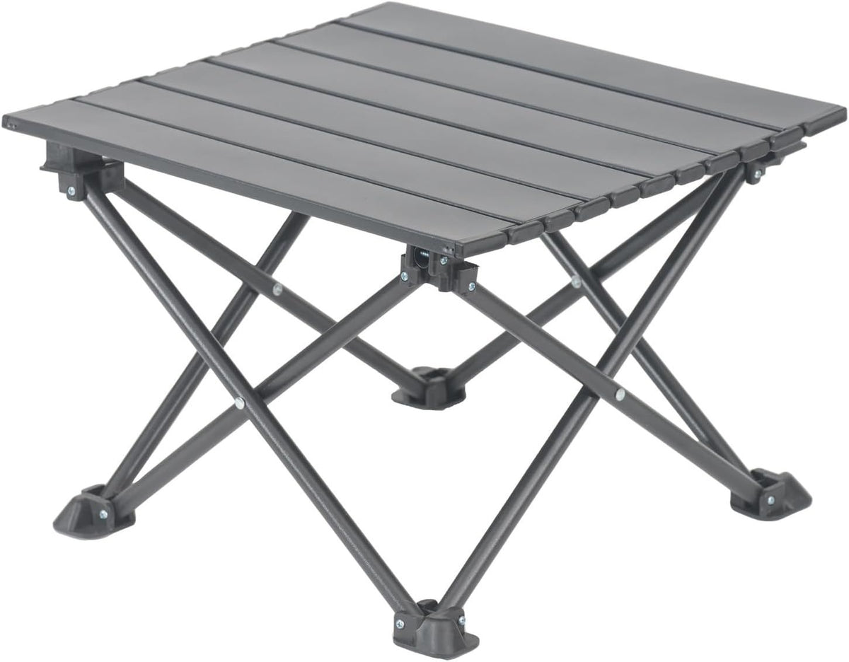 Roll-Up Camping Table, 4-Person Lightweight Portable Outdoor Table with Carry Bag for Picnics BBQ Travel (15.7”x13.7”x11” Black)