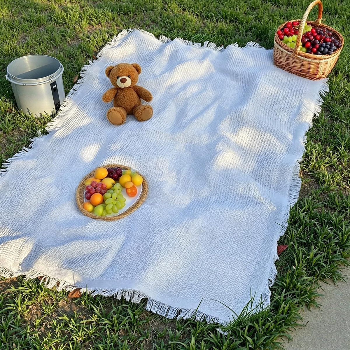 Outdoor Multifunctional Picnic mat, Picnic Blanket, Suitable for Camping, Picnic, Party, Hiking and Outdoor Activities（White | 35.5” × 70.8”）
