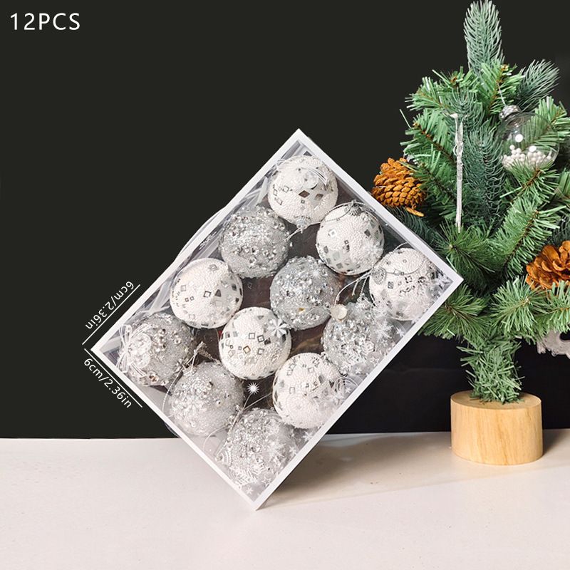 Christmas Balls Ornaments 12-Pack - 6cm Shatterproof Christmas Tree Decorations for Holiday Party Home Decor - Matte White Gray