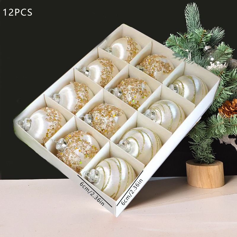 Christmas Balls Ornaments 12-Pack - 6cm Shatterproof Christmas Tree Decorations for Holiday Party Home Decor - Silk Thread Platinum