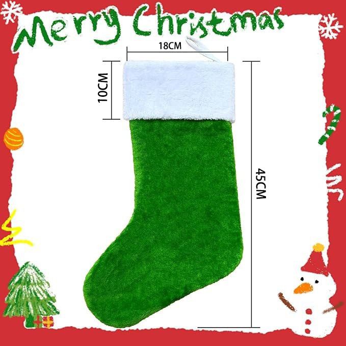 Christmas Stocking Decoration 2-Pack - Soft Plush Hanging Stocking for Fireplace Mantel Wall Door - Festive Holiday Xmas Tree Ornament Gift Bag - Black