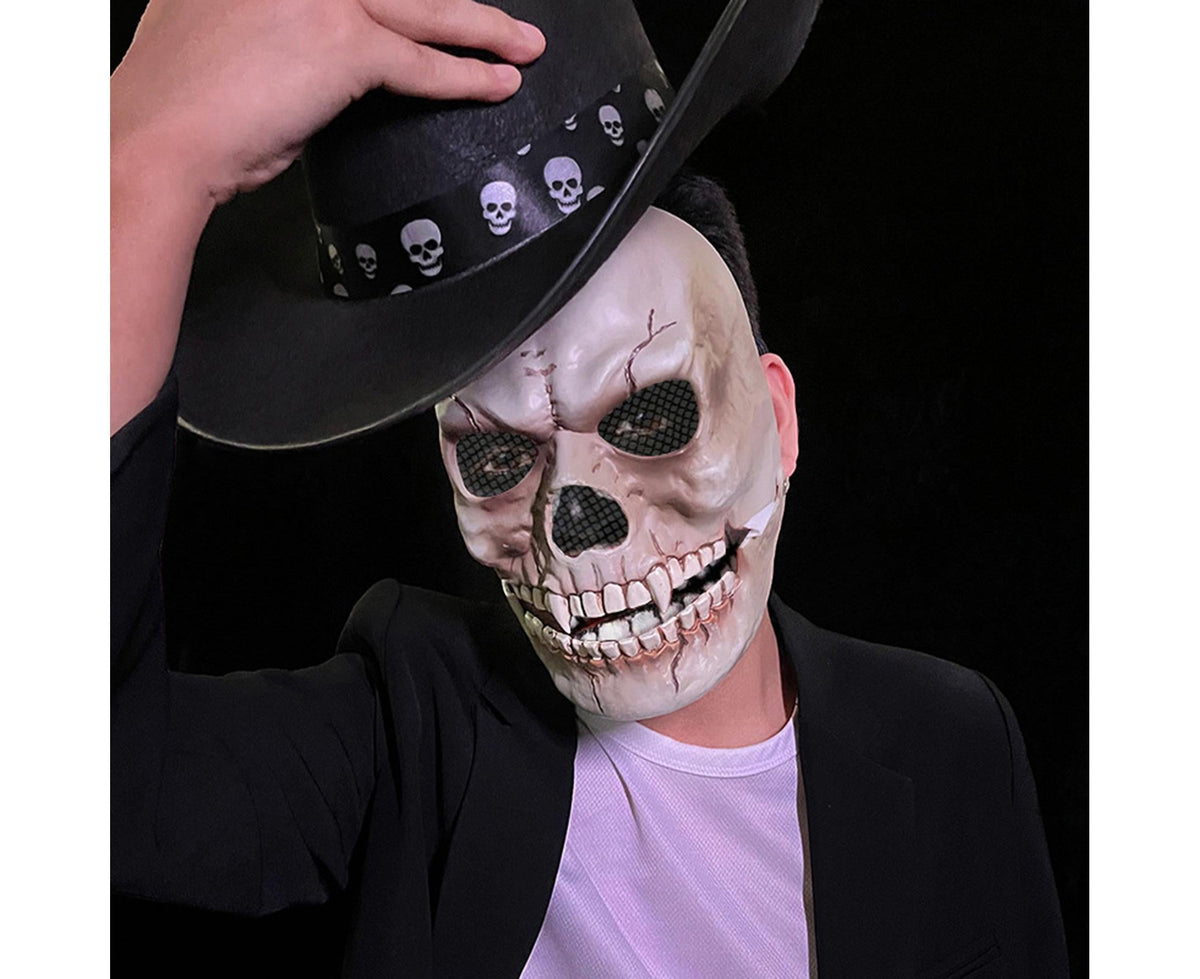 Adjustable Halloween Ghost Masque with Scary Looking Artificial Skeleton Face for Theme Parties Masquerade Balls