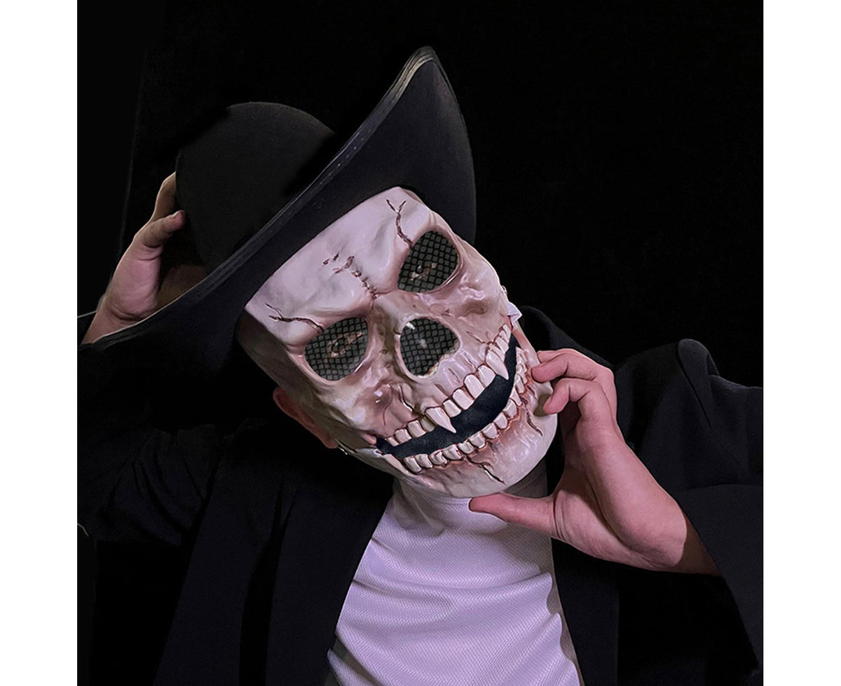 Adjustable Halloween Ghost Masque with Scary Looking Artificial Skeleton Face for Theme Parties Masquerade Balls