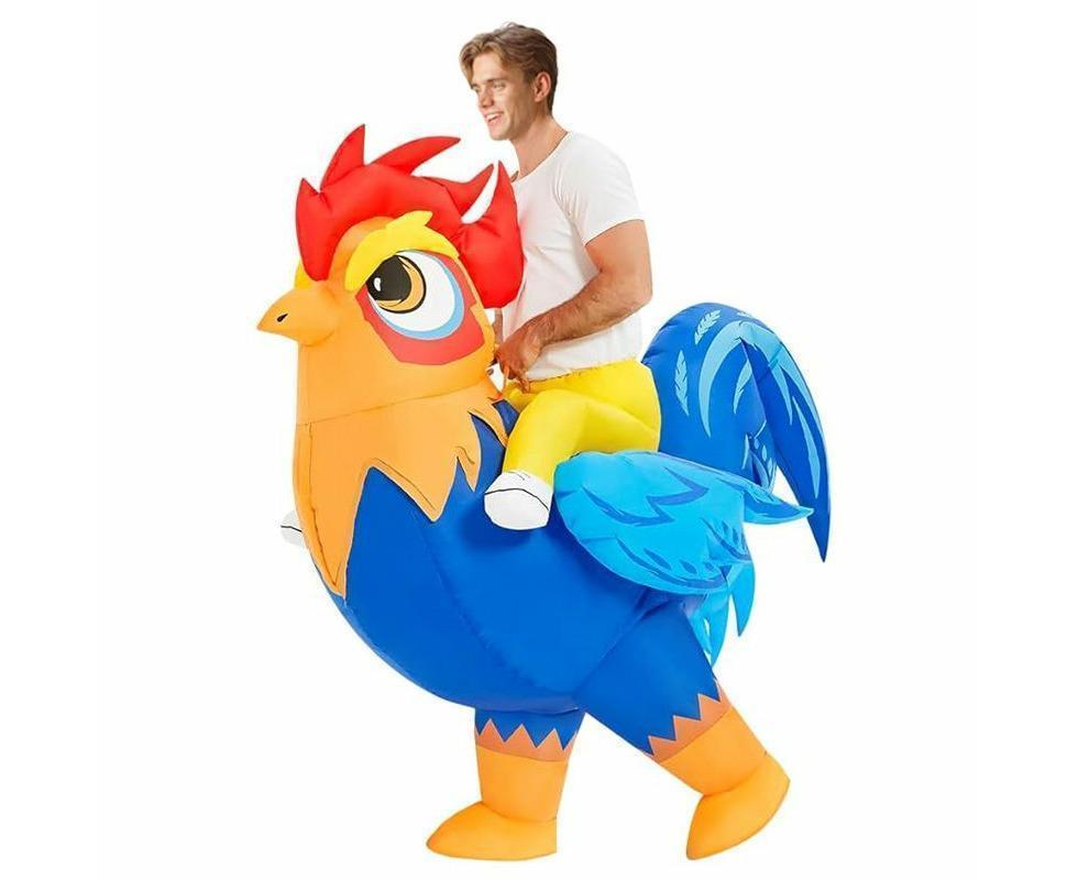 Halloween Inflatable Rooster Costume, Funny Cosplay Halloween Costume for Men Women Birthday Christmas, Suitable for Height 150-190cm