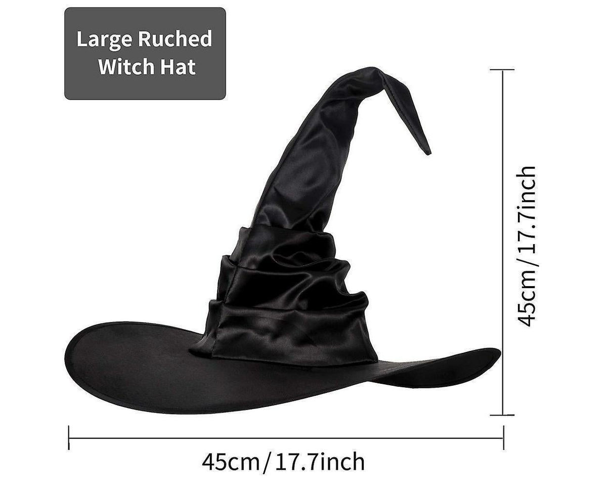 Hallowmas Halloween Pleated Witch Hat Party Witch Hat Black Witch Hat(1pcs, Black)