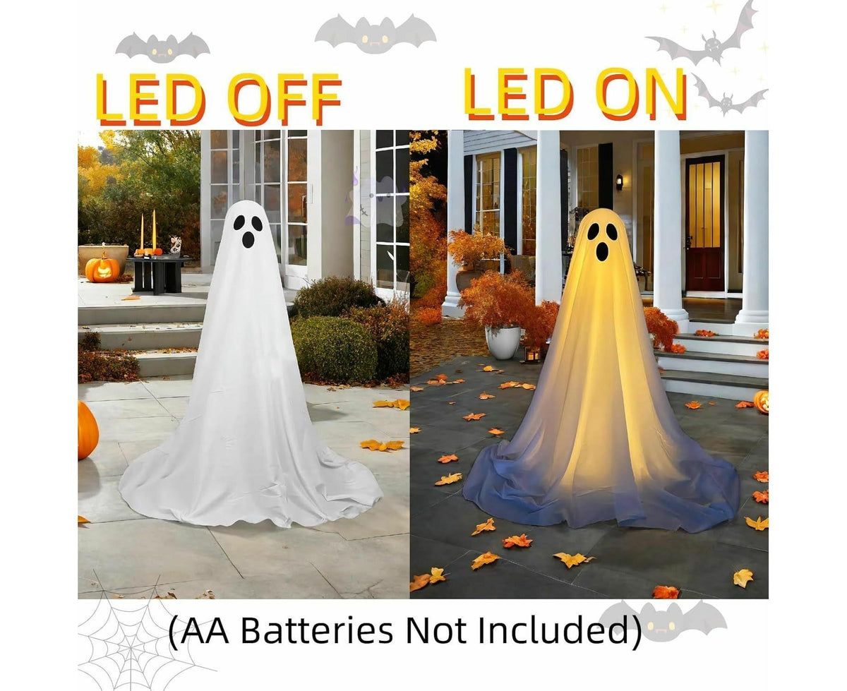 1 Pack Halloween Ghost Decorations with String Lights Outdoor Yard Front Porch Garden Decor