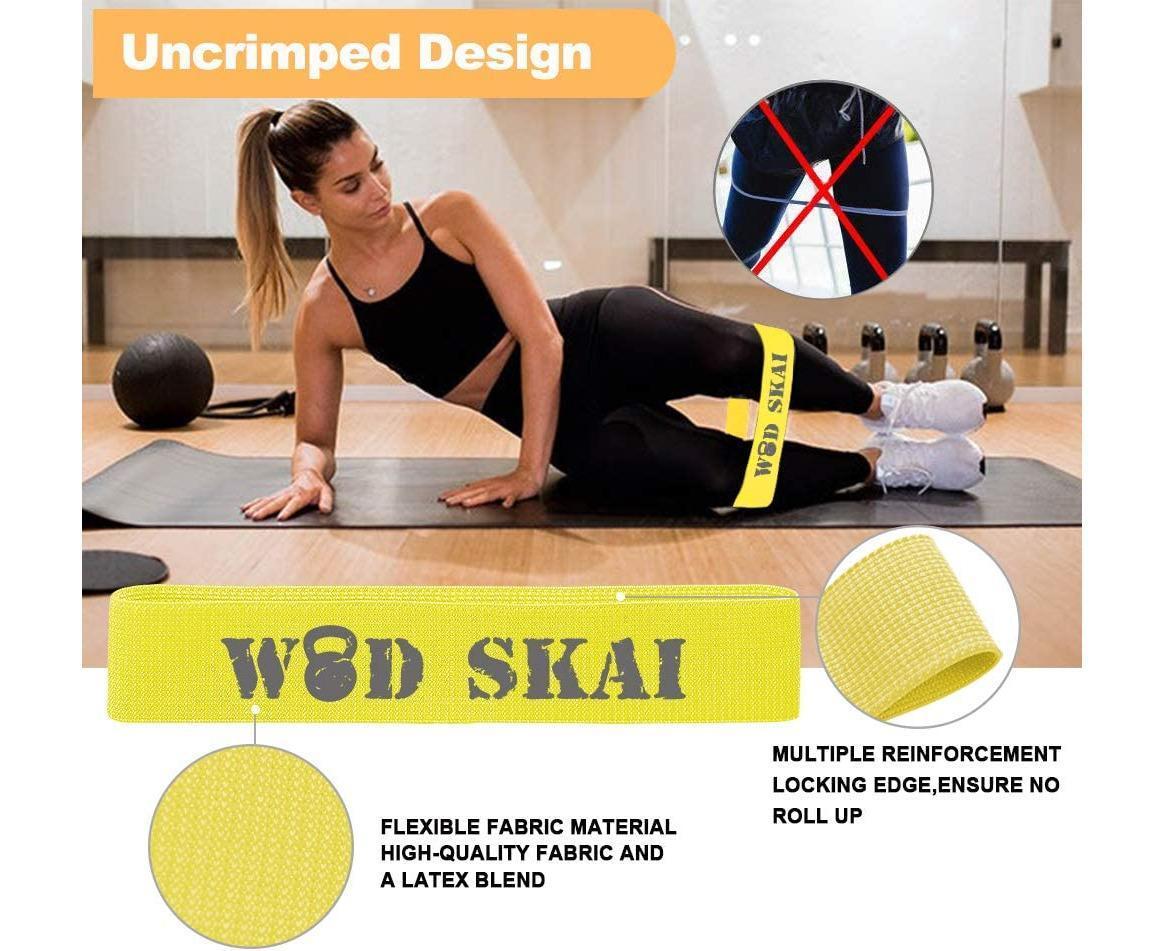 Resistance Exercise Fabric Bands, Non-Slip Booty Workout Bands for Legs & Butt and Glutes, 5 Levels Fitness Training Bands