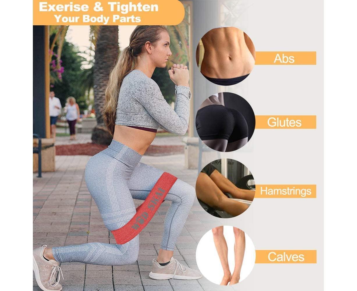 Resistance Exercise Fabric Bands, Non-Slip Booty Workout Bands for Legs & Butt and Glutes, 5 Levels Fitness Training Bands