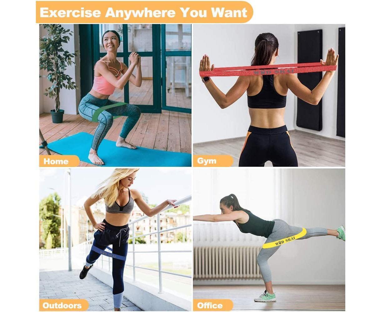 Resistance Exercise Fabric Bands, Non-Slip Booty Workout Bands for Legs & Butt and Glutes, 5 Levels Fitness Training Bands