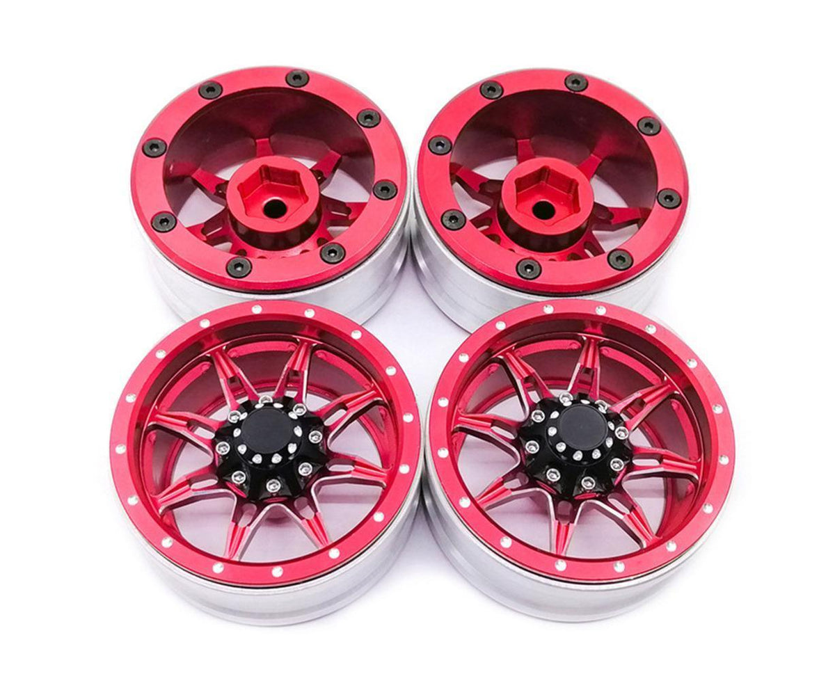 4Pcs/Set 1.9 Inch Wheel Rim Metal Parts for 1/10 Remote Crawl Car Red