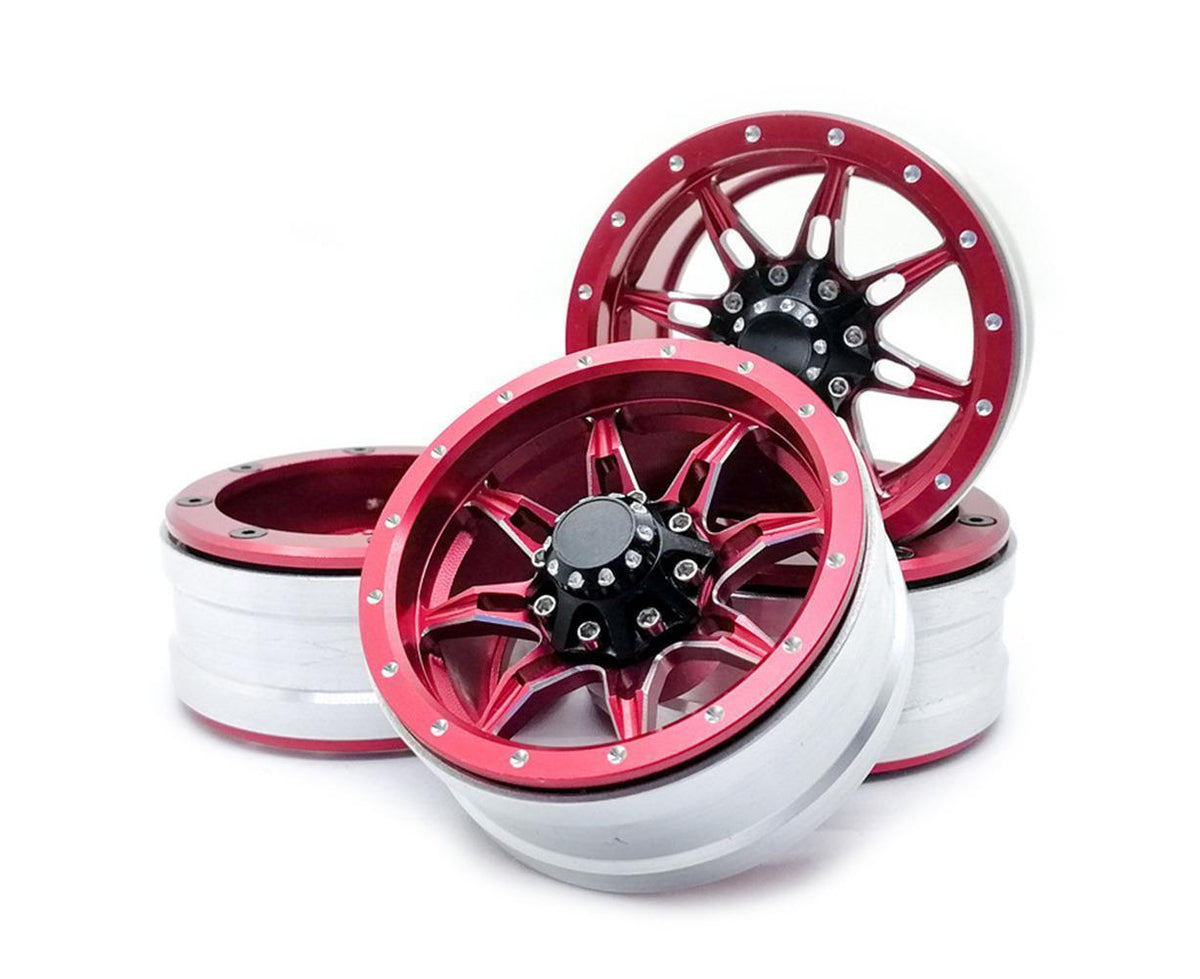 4Pcs/Set 1.9 Inch Wheel Rim Metal Parts for 1/10 Remote Crawl Car Red