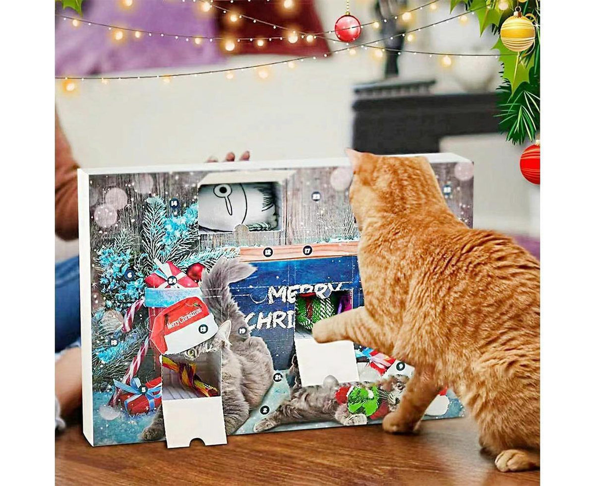 Cat Advent Calendar 2024 Christmas Countdown Calendar Xmas Gift for Kitten Toys 24Pcs