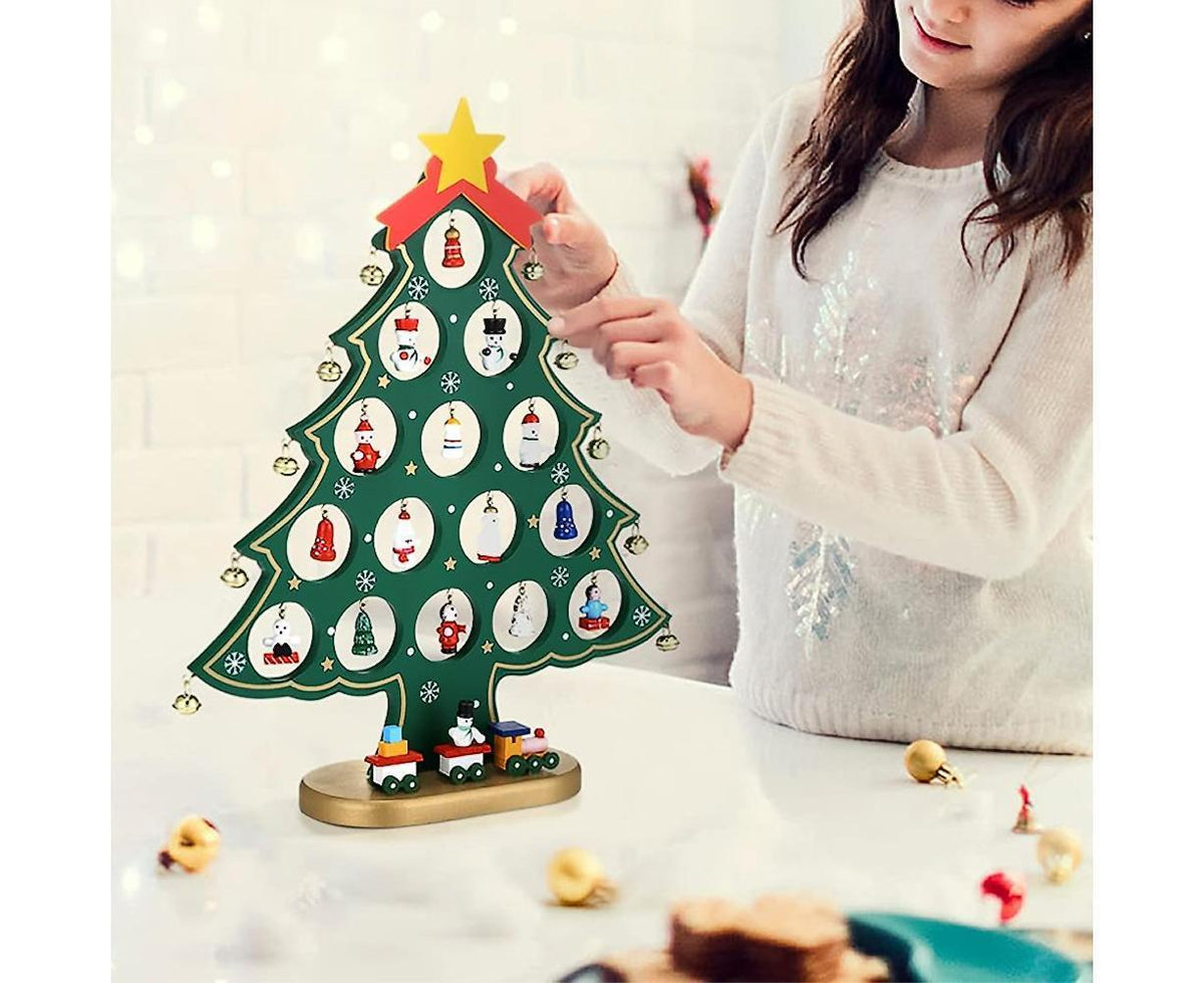 Christmas Tree Advent Calendar 24 Days Countdown to Christmas Tabletop Wooden Advent Calendar Tree