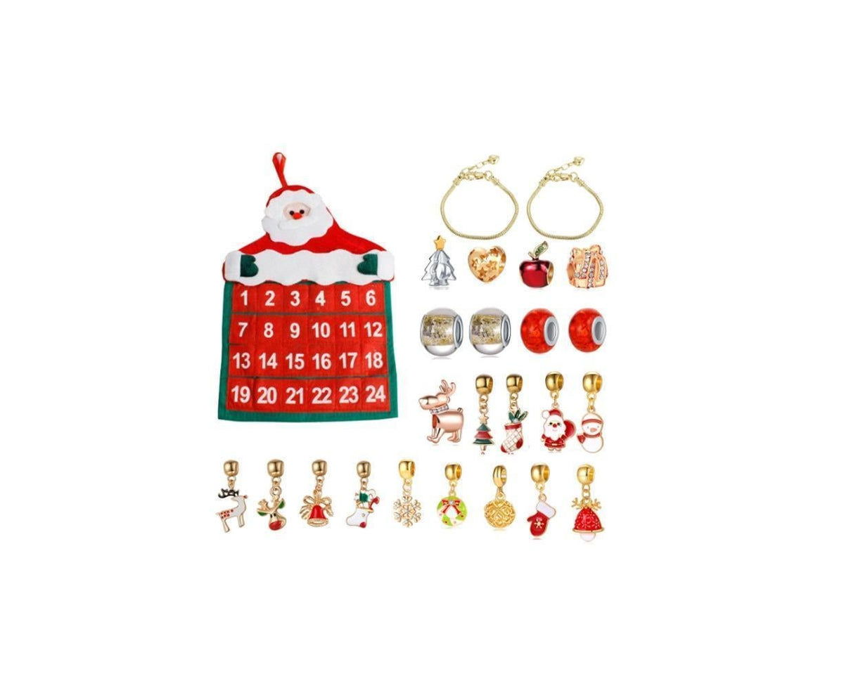 Non-woven Hanging Christmas Advent Charm Calendar Bag-Gold Bracelet