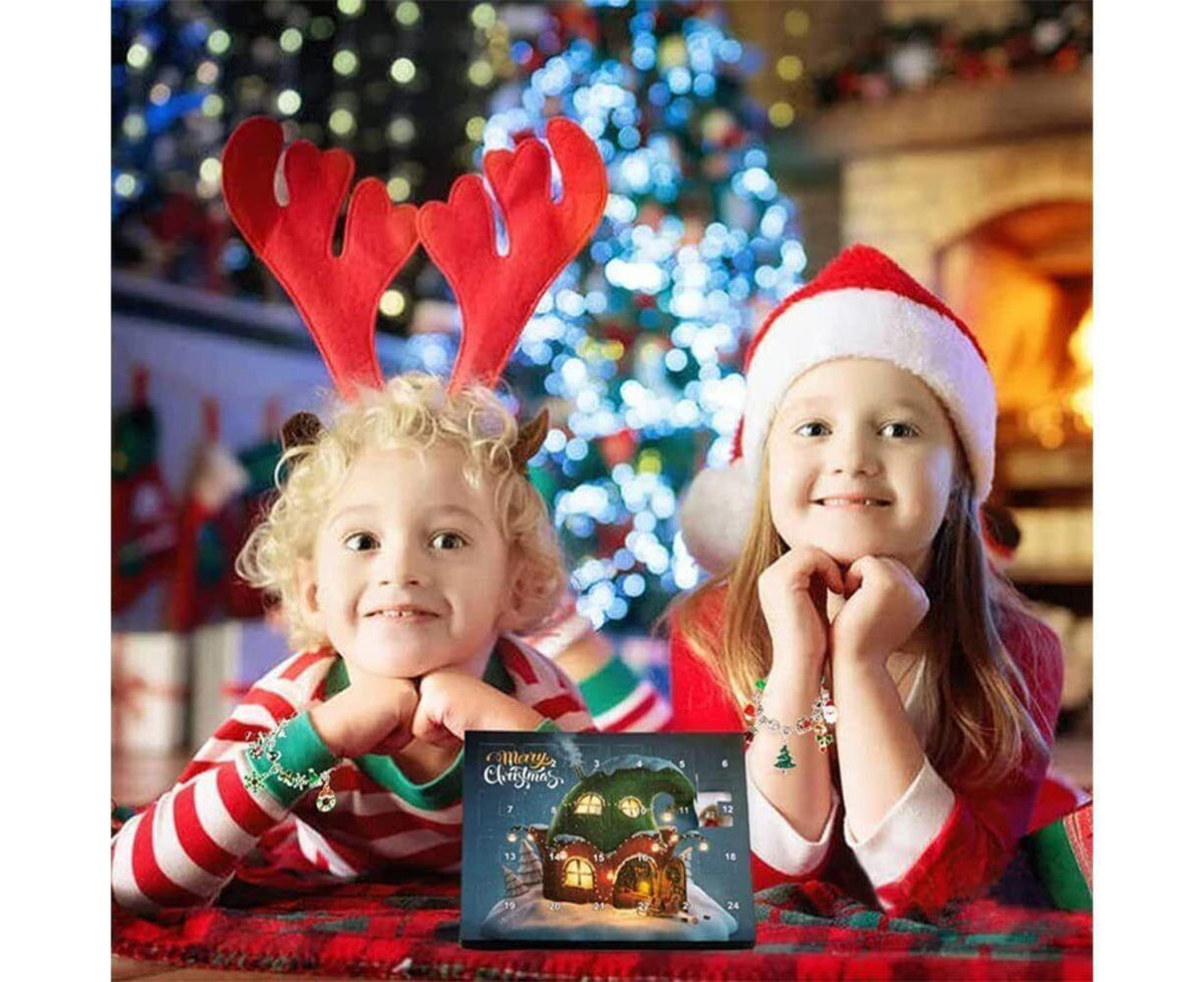 24Pcs Xmas Advent Calendar Christmas Countdown Calendar DIY Charm Bracelet Making Kit Gift