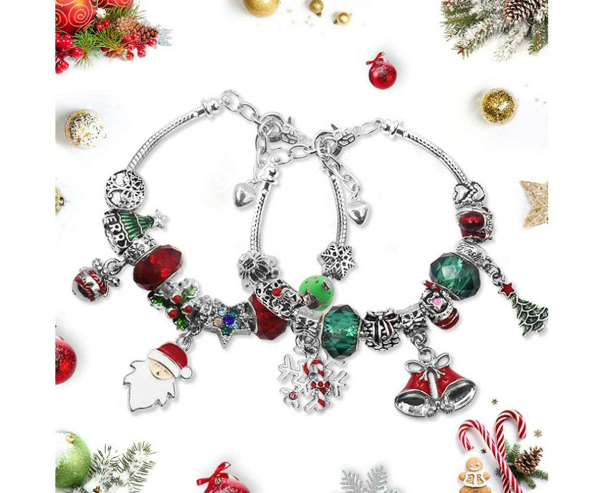 24Pcs Xmas Advent Calendar Christmas Countdown Calendar DIY Charm Bracelet Making Kit Gift