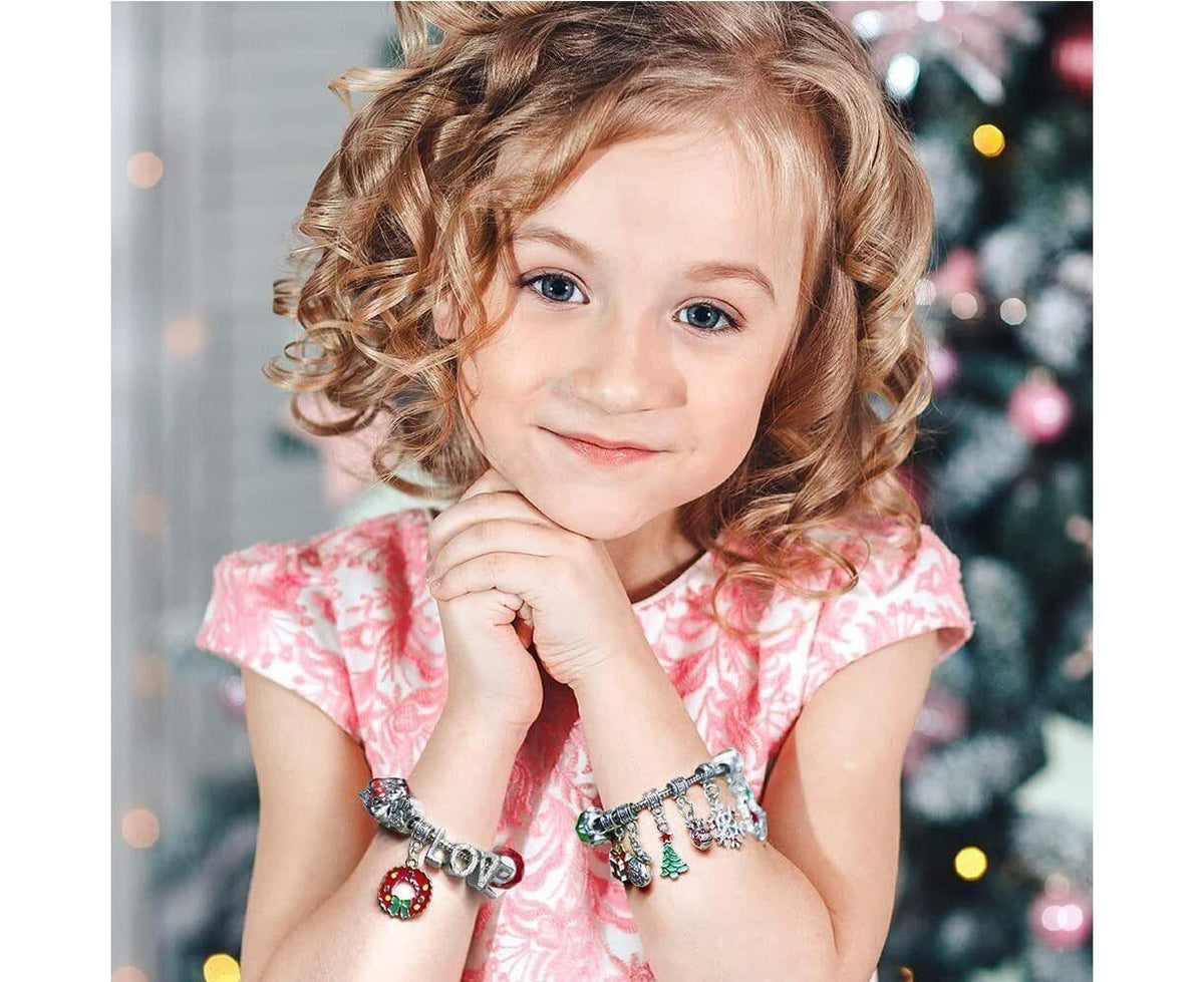 24Pcs Santa Tree Advent Calendar Christmas Countdown Calendar DIY Charm Bracelet Making Kit Gift