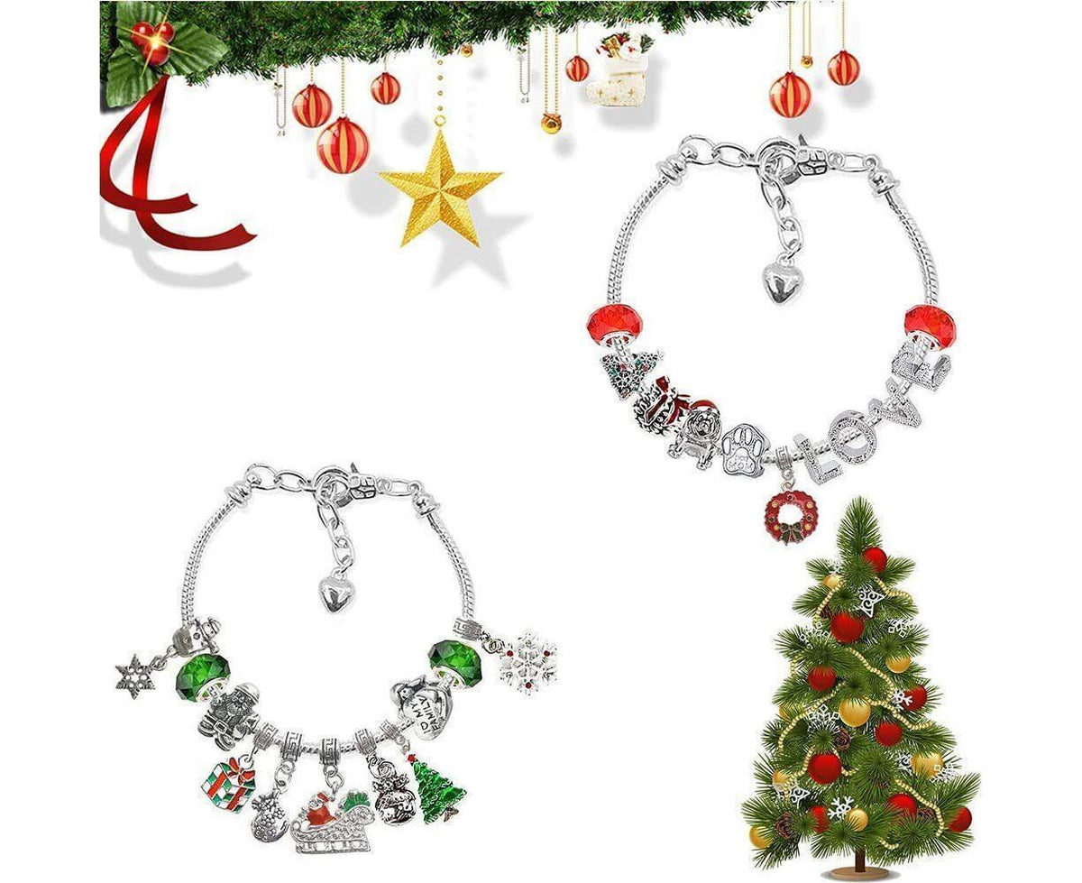 24Pcs Santa Tree Advent Calendar Christmas Countdown Calendar DIY Charm Bracelet Making Kit Gift
