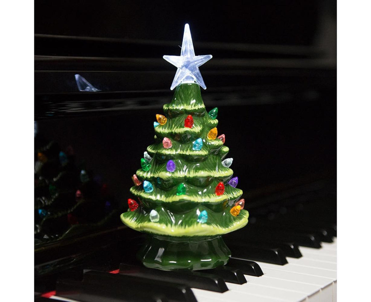 18.8cm Lighted Ceramic Christmas Tree Christmas Tabletop Decorations Christmas Lights