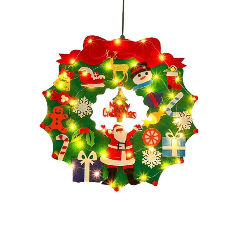 DIY Felt Christmas Wreath Wall Hanging Decor - Without light