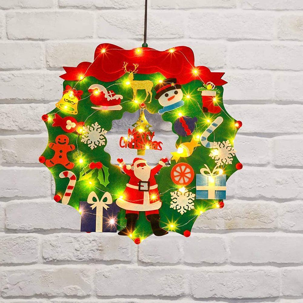 DIY Felt Christmas Wreath Wall Hanging Decor - Without light