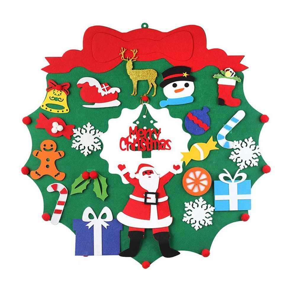 DIY Felt Christmas Wreath Wall Hanging Decor - Without light