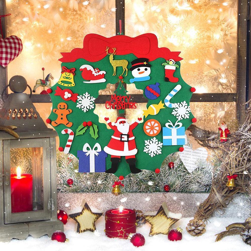 DIY Felt Christmas Wreath Wall Hanging Decor - Without light