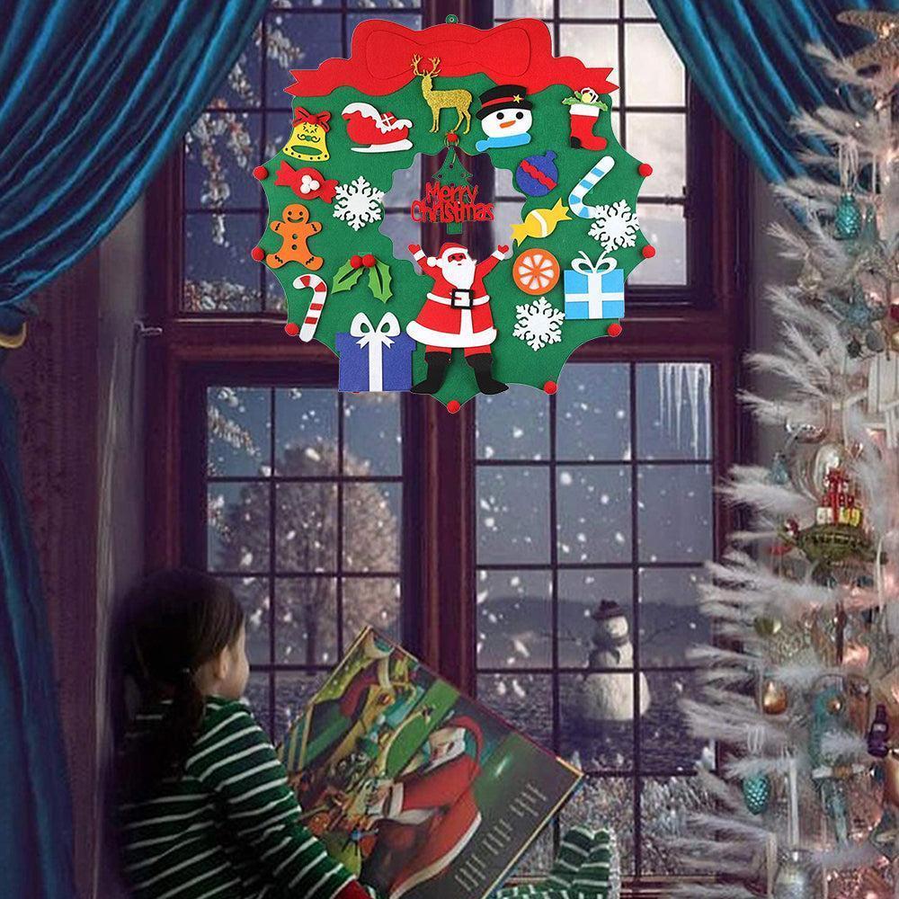 DIY Felt Christmas Wreath Wall Hanging Decor - Without light