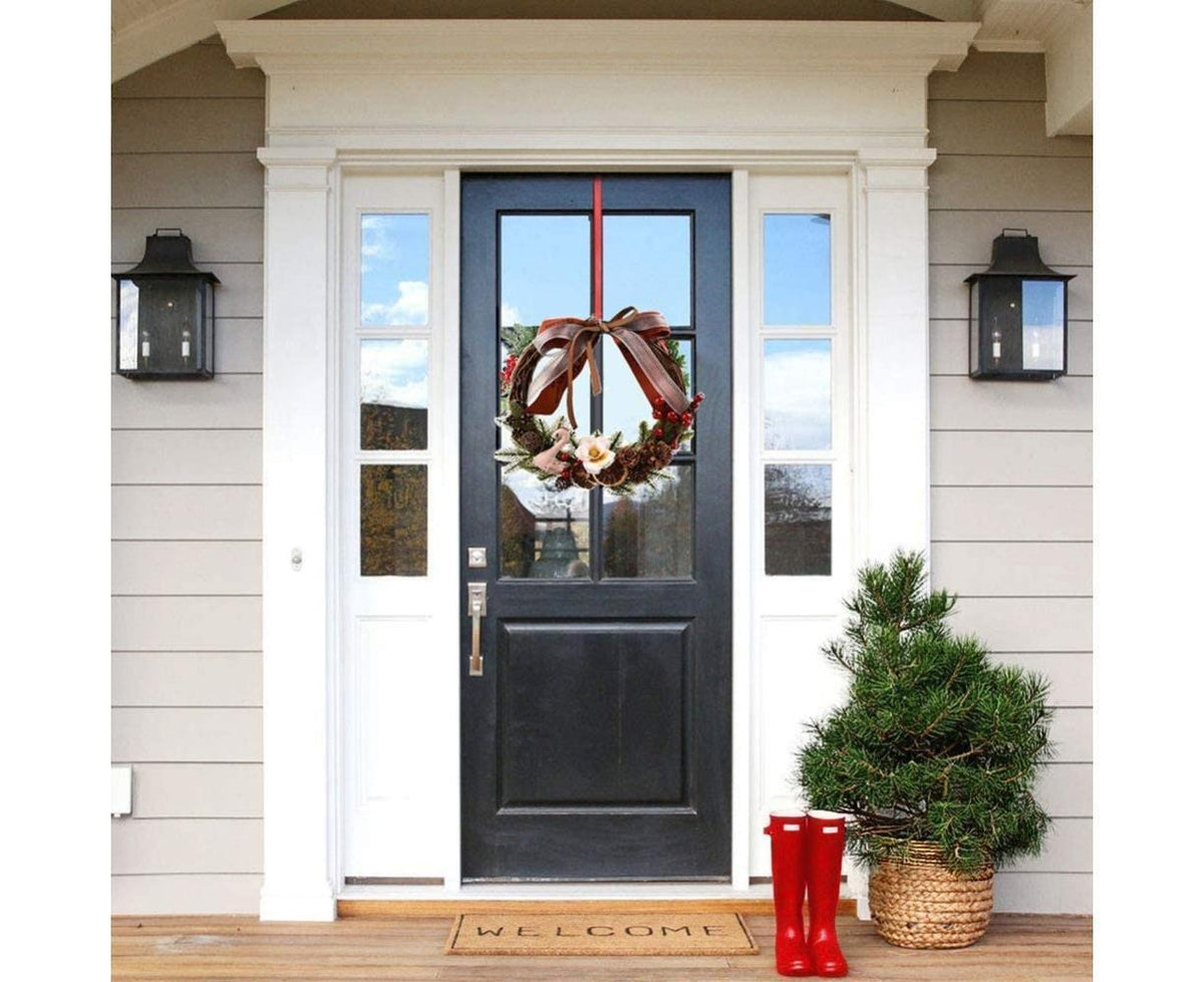 Farmhouse Wreath Boho Wreath, Artificial Pine & Golden Bell Wreath, Tree Hanging Garland Holiday Wreath