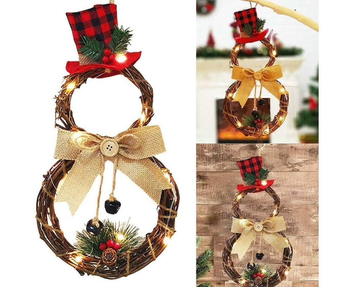 Lighted Christmas Wreath Decoration, Grapevine Wreath for Front Door Home Garden Wall Decor