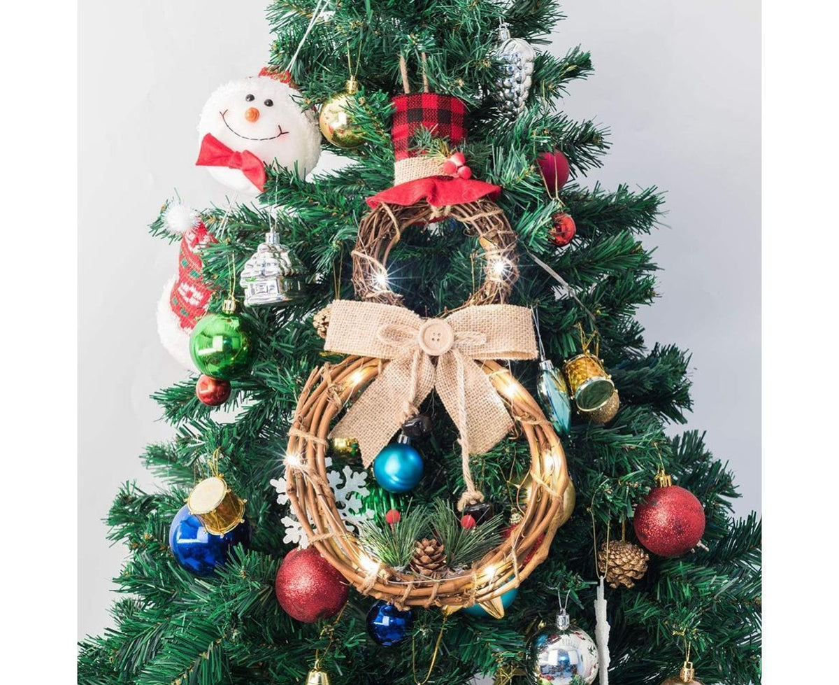 Lighted Christmas Wreath Decoration, Grapevine Wreath for Front Door Home Garden Wall Decor