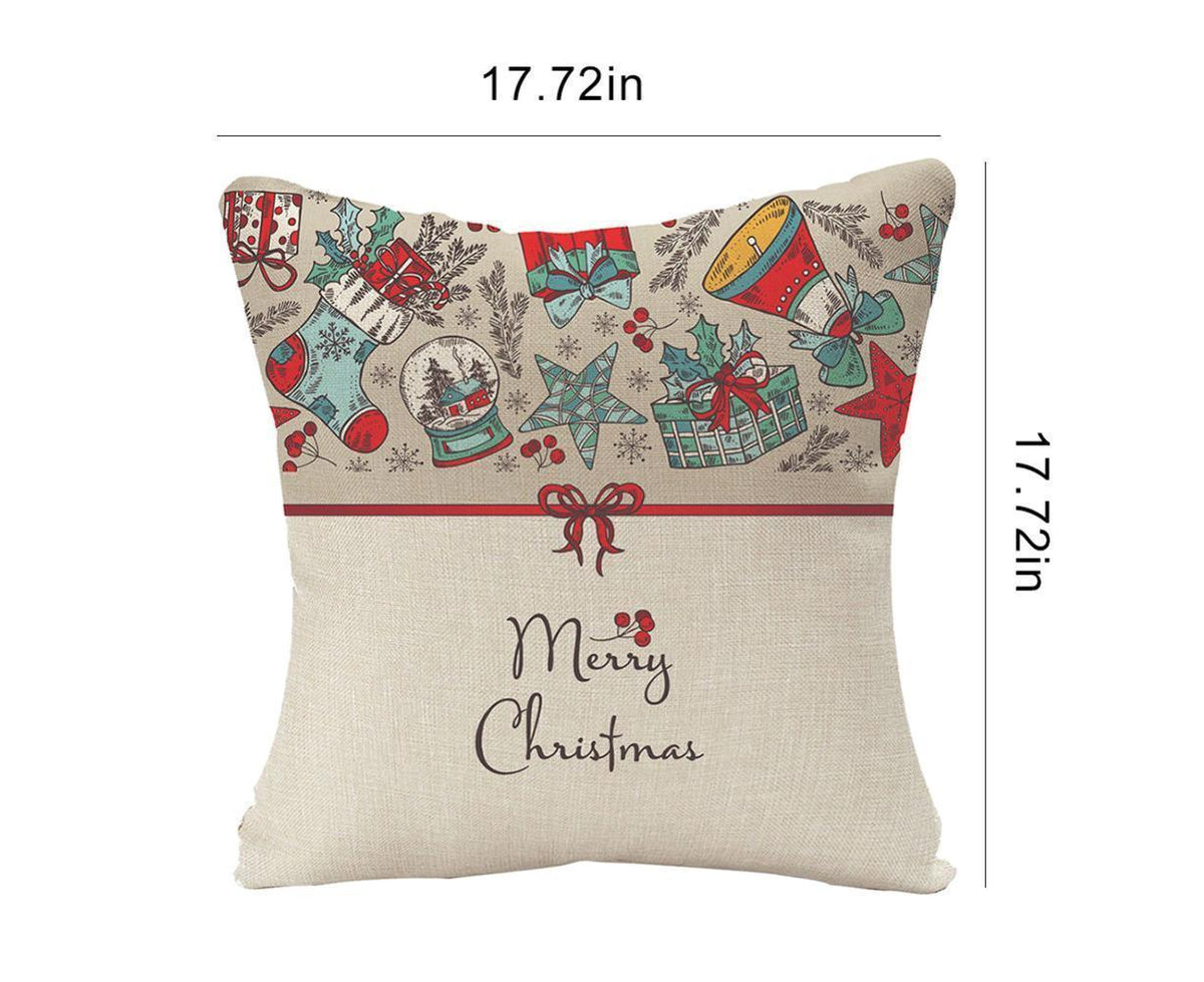 Merry Christmas Throw Pillow Covers 18x18 Inch, Xmas Trees Decorative Cushion Cases for Home Decoration - White