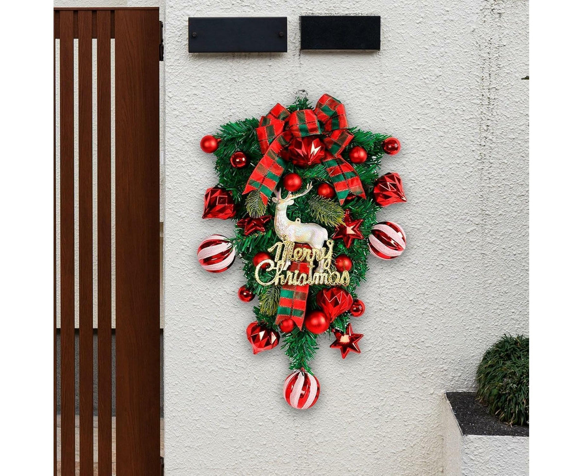 48cm Christmas Wreath, Christmas Decorations, Artificial Christmas Garland, Christmas Wall Elk Wreath