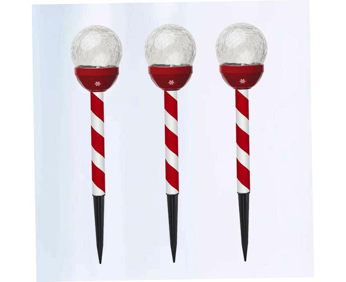 3 Pcs Christmas Solar Candy Lights Candy Cane Lights Outdoor Candy Pathway Markers adornos navideos para Exterior Landscape spotlights Blin
