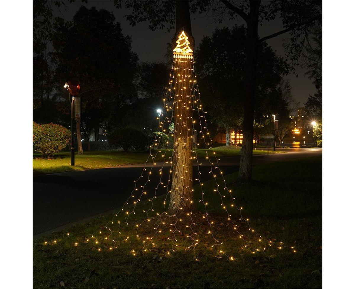 350 LED Solar Waterfall String Light Fairy Xmas Tree Hanging Decor Outdoor - Warm White