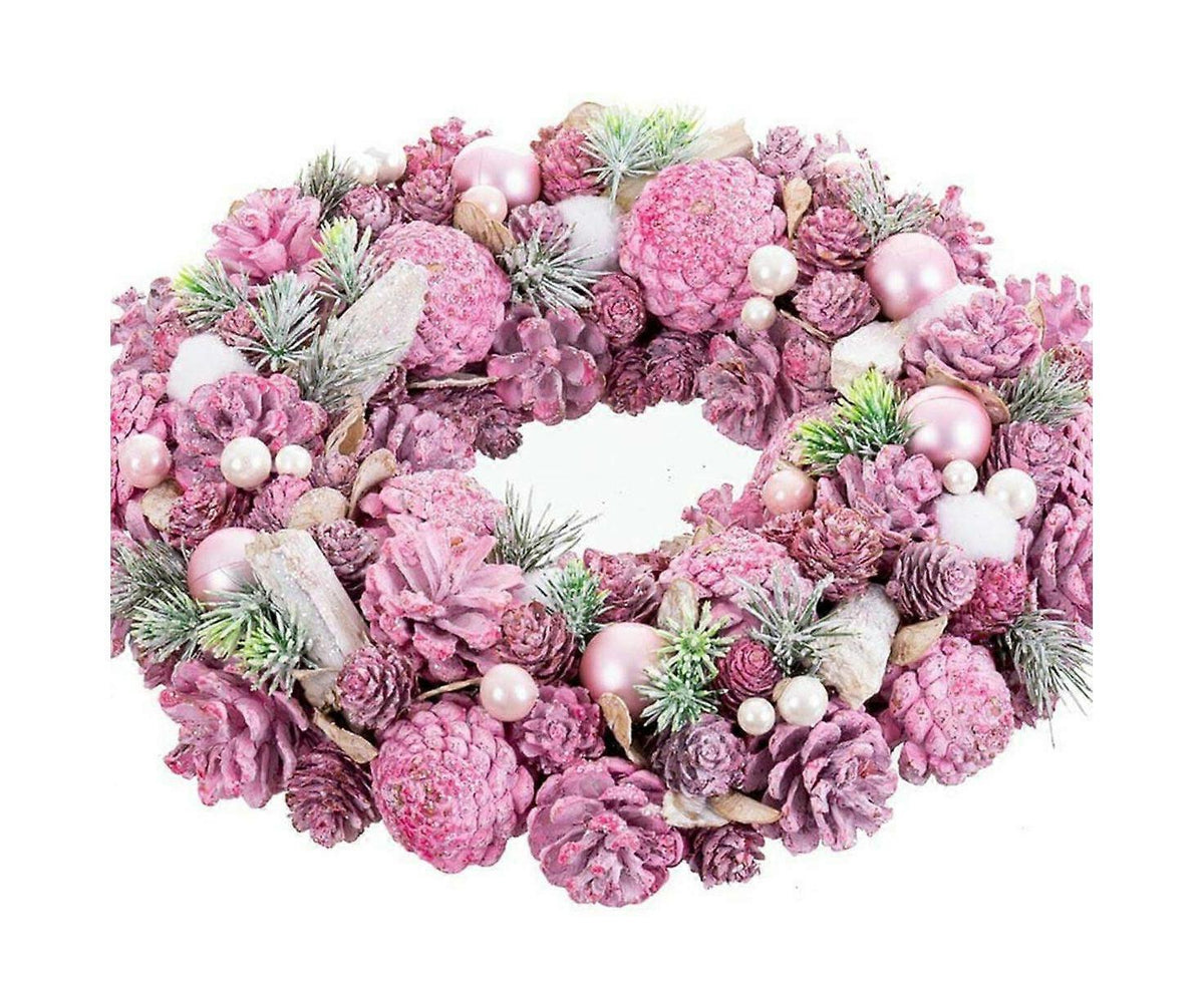 Advent wreathe pink multicolour plastic foam 34 x 34 x 8.5cm