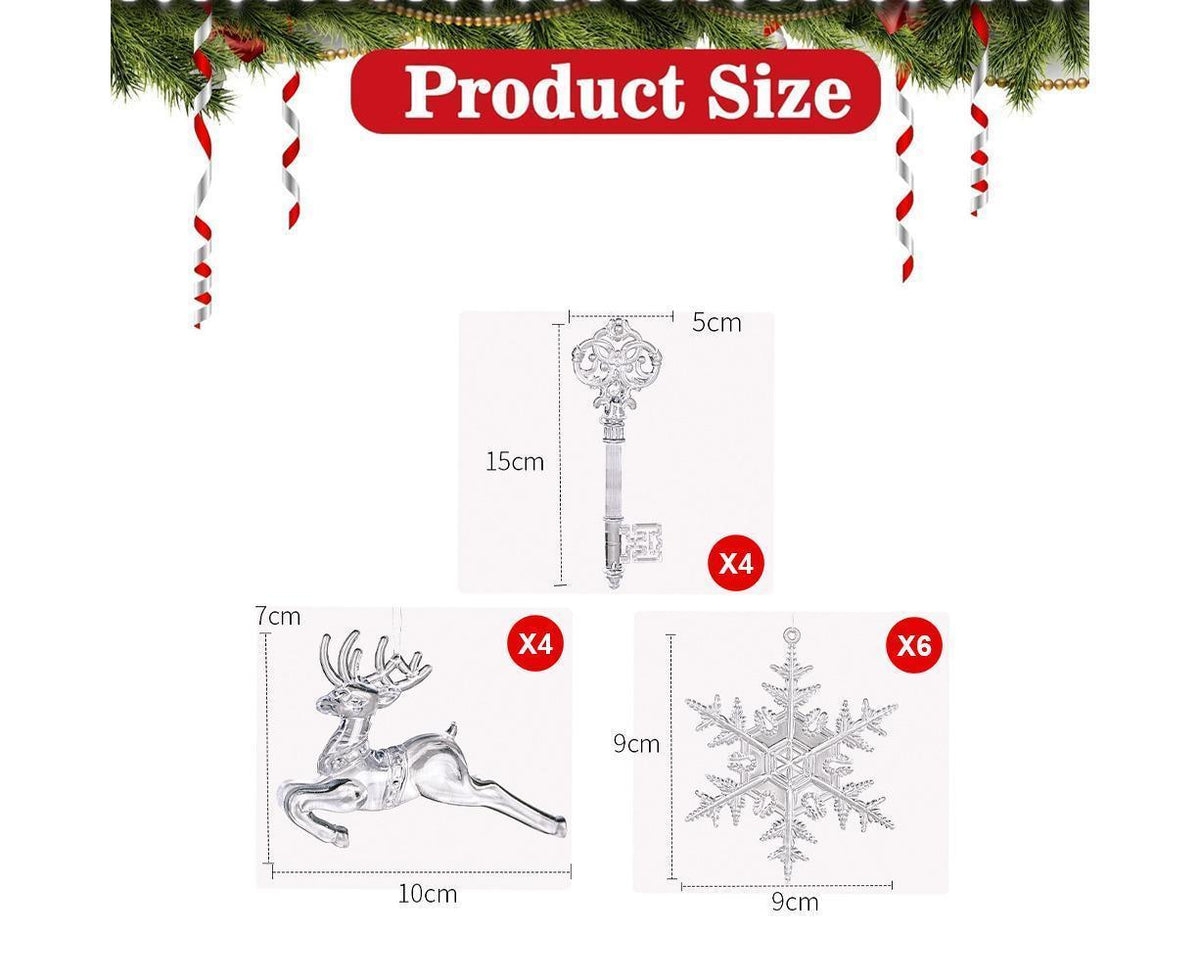 Christmas Decorations Ornaments Set,Clear Icicle Drops Hanging Christmas Tree Decorations Pendants For Xmas New Year Party