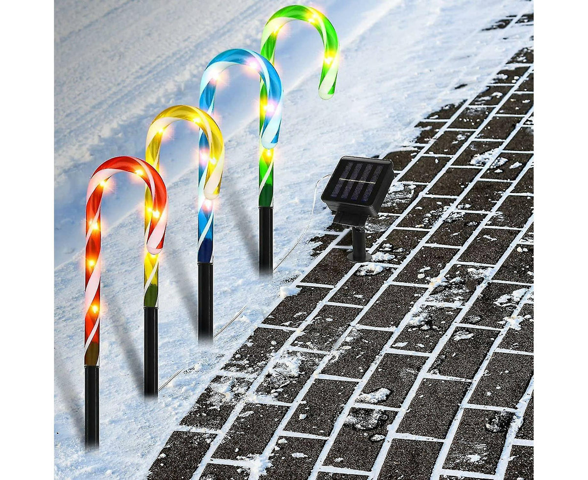 Christmas Solar Candy Cane Lights Candy Cane Pathway Markers Lights Set Of Xmas Led Yard Lawn Indoor Outdoor Decoration Lights For House Path Walkway