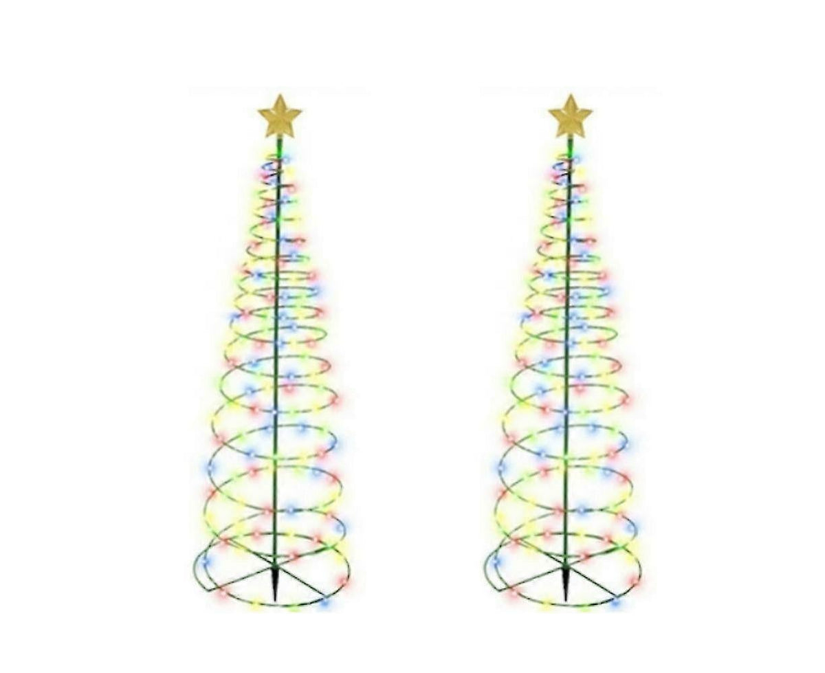 Solar Powered LED Christmas Tree Stake Light Yard Garden Pathway Lights Outdoor 2x Color lights