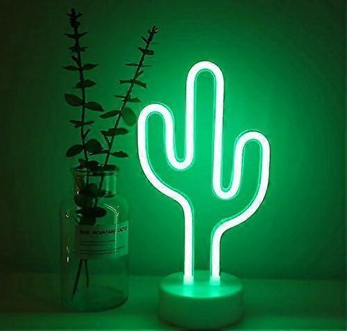 Cactus Neon Sign Night Light Lamp With Holder Base Decorative Marquee Signs Light Battery Operated Wall Decoration